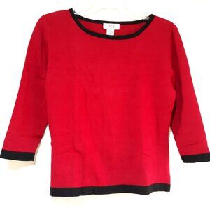 AGB Byers Red Banded 3/4 Sleeve Top Size S